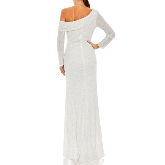 NWT MAC DUGGAL Sequin One Shoulder Trumpet Maxi Gown 4 - Picture 8 of 9